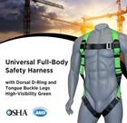 Afp Fall Protection Safety Harness With Dorsal D-ring And Mating Buckle Legs New