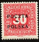 Poland 1919 Poczta Polska Overprint On Austria 1916 Stamp Scott j6 Mint og   212