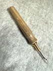 Hand Carved Light Oak Wood  Seam Ripper Sewing Tool Gold Finish