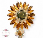 Juliana D e Topaz Rhinestone Sunflower Brooch Verified Book Piece Excellent