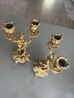 Rare Pair Of Antique Bronze brass Spelter Candelabrums  19th Century  Mermaids
