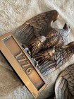 Vintage Brass Plated Cast Bronze Metal American Bald Eagle Bookend Statue 1776