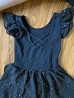 Girls Ballet Dance Tutu Dress  Medium   Black Ruffle Sleeve With Sequence Tutu