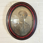 Antique Photo 1880s Black Americana Original Oval Convex Portrait Of Lady