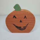 Vintage Wooden Rustic Orange Pumpkin Painted Decorative Fall Halloween Pieces