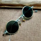 Vintage Copper Frame Crystal Stone Round Eyeglasses Brown Antique Sunglasses