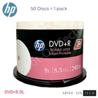 50 Hp Dvd Dvd r Dl 8x Dual Double Layer White Inkjet 8 5gb 240min Same Day Ship