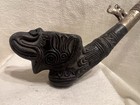 Antique Asian Elephant Head Smoking Pipe 17  Ornate Silver Tone Metal Stem