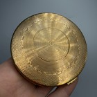 Vintage Brass Guilloche Enamel Powder Compact Mirror Vanity Case Makeup Box