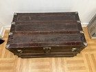 Vintage Wood Steamer Trunk Chest Coffee Table Storage Box Antique Wooden Brown