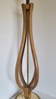 Vtg Mid Century Danish Modern  Sculpted Wood   Brass Modeline Style Lamp