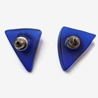 Blue Sea Glass   Silver Tone Shell Triangle Earrings