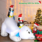 6 Ft Christmas Inflatable Outdoor Decoration Polar Bear With Penguins  Xmas Blow