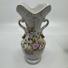 Lot Of 3 Vintage White W  Pink Floral Gold Trinket Box- Plate-vase
