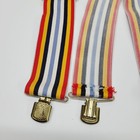 Vtg 80s Red Yellow Blue White Striped Logger Lumberjack Suspenders Metal Clips