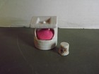 Vintage Bone China Wishing Well Pin Cushion W matching Thimble - 2 75 t - Taiwan