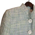 Isabella Demarco White Blue Green Tweed Women   s Lined Blazer Jacket Size 8