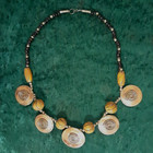 Vintage Copper  Brass And Wood Bead Necklace - Boho Chic  - 22 1 2 