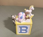 Nursery Alphabet Block Porcelain Night Light Teddy Bear rocking Horse ball Vtg