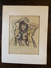 Erik Kupnurs Original Art Drawing Color Sketch Sexy Woman Beret 14x11