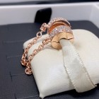 New 100  925 Sterling Silver Rose Gold Clear Pav   Safety Chain Clip Charm