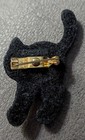Vintage Hallmark Flocked Black Cat Pin Arched Back Halloween Brooch