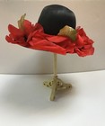 Vintage Women   s Hat Red Poppies Labeled Ranleigh Union Usa Made Kentucky Derby