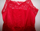 Vtg  J c  Penney Red Nylon Teddy  Snaps   Lace  Made In Usa Size L 16-18