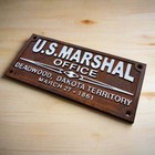 U s  Marshal Office Deadwood Cast Iron Plaque With Antique Finish  7 75  X 3 5  