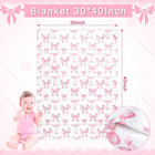 Hunnmingre Baby Pink Bow Crib Bedding Set 3 Pcs Crib Set Baby Blanket  Fitted