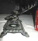 Bradley Hubbard Victorian Antique Cast Iron Stag Deer Antler Pen Inkwell Tray