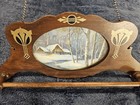 Art Deco Oak Scenic Wall Mounted Wooden Tie Rack  Antique