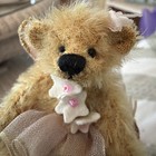 Deb Canham Paws For Thought 2005  Bear W wings On Mushroom  Mouse On Wood Base 