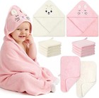 12 Pcs Baby Bath Towels Set For Infants Toddlers  2 Pcs Animal Hooded Bath To   