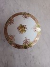 Vtg Nippon Handpainted 3 Toed  Dresser Jar W gold Encrusted 3 1 2  H X 6  Dia