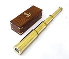 Vintage Brass Spyglass Telescope With Rosewood Box - Nautical Decor Gift 15