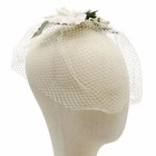 Vintage White Gardenia Floral Birdcage Veil Fascinator Headpiece Wedding Bridal