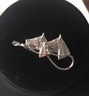 Vintage 3d Horse Heads Sterling Silver Brooch Pin Equestrian Bit Bridle Crop