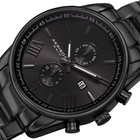 New Men s Akribos Xxiv Ak812bk Swiss Dual Time All Black Stainless Steel Watch