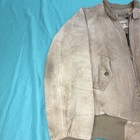 Vintage 70s 80s Campus Tan Suede Leather Bomber Jacket Men s Size 40  Small