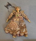 Set Of 2 Couple Burmese Marionettes Golden Faces Sequence   Gems 20  Tall