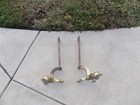 Andirons Fireplace Vintage Brass   Cast Iron Mid Century Patina 18  L X 16  H