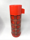 Vintage Aladdin Red Plaid Quart Thermos Complete With Lunch Box   Lunch Bag Vguc
