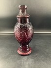 Vintage 1970s Wheaton Ruby Red Glass Apothecary Jar Lidded Embossed Eagle 10   