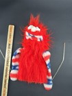 Vtg 1970s Dumsey Furry Red Monster Hand Puppet Muppet Plush Arm Stick Marjac Usa