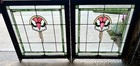 Beautiful Pair Of Antique Bungalow 1920 s Stained Leaded Glass Window 32 x30 