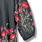 Calessa Red Floral Embroidered Square Neck Peasant Tunic Top Shirt Size Large 