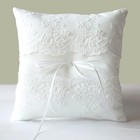 Wedding Ring Pillow  Lace Pearl Ivory Ring Bearer Cushion For Wedding Party     