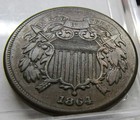 1864 Two Cent Piece Early U s  Type Coin