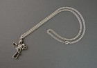 Skeleton Climbing Black Cross Pewter Pendant Necklace Nk-578